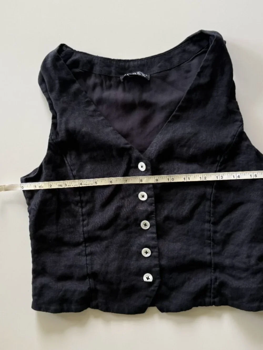 J.Crew Slim-Fit Linen Vest Black Tailored Button Waistcoat Size 4 BY698